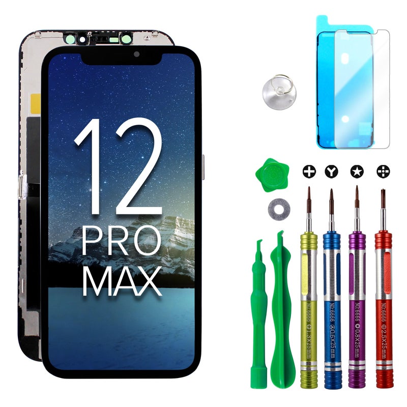 Ace Tech Cellular LCD Screen Replacement for iPhone 12 Pro Max 6.7 inch (Model A2342, A2410, A2412, A2411) 3D Touch Screen Display digitizer Repair kit Assembly w/Complete Tool Set - Image 1